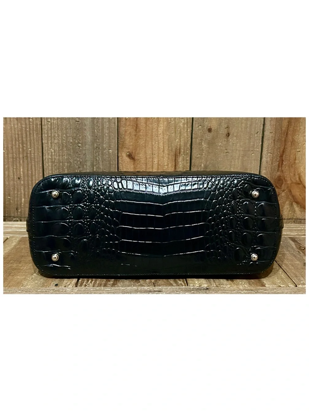 BRAHMIN. Asher Leather Croc Embossed Melbourne Tote with Free Scarf & Dust Bag.